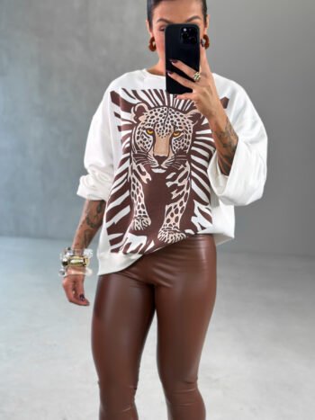 Blusa Moletom off Tigre Marrom