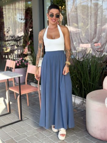 Saia Lauren Midi Azul