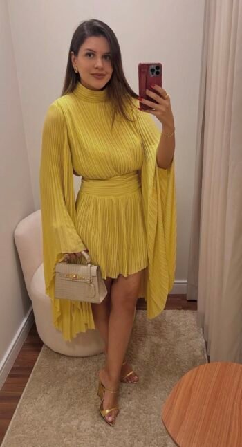 Vestido Plissado off Nina Ritz