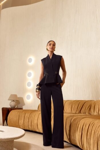 Conjunto Alfaiataria Peplum Preto