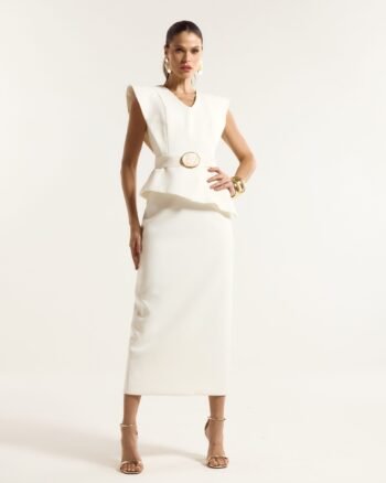 Vestido midi peplum Off