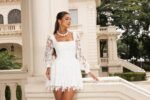 Vestido Curto de Guipir Off White Camille