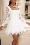 Vestido Curto de Guipir Off White Camille