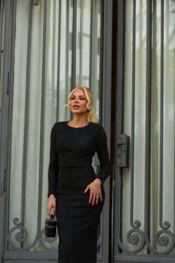Vestido Midi Preto Lurex Glam - Foto 2
