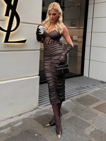 Vestido Midi em Tule com Renda by Nicole Rocha