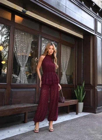 Conjunto Jasmin Blusa Peplum Marsala