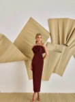 Vestido Tubinho Leque Marsala