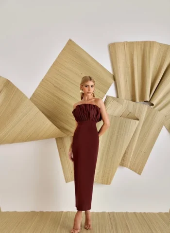 Vestido Tubinho Leque Marsala