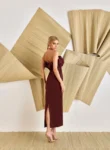 Vestido Tubinho Leque Marsala