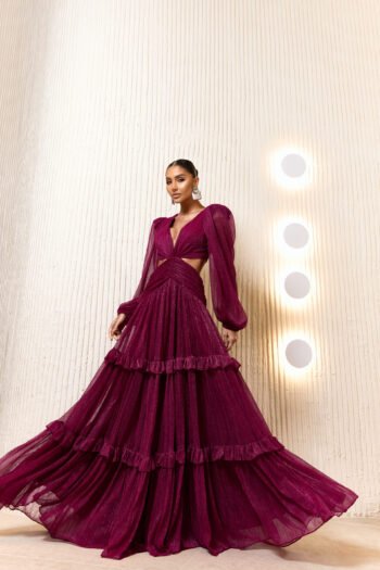 Vestido Longo Lurex Marsala