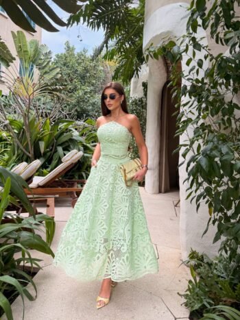 Conjunto Midi em Renda Guipir Verde Menta