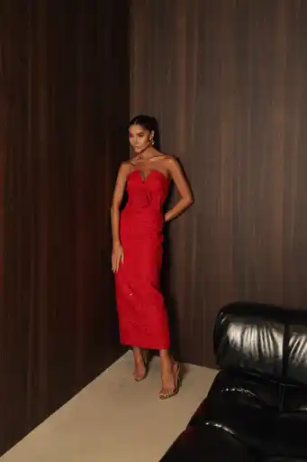 Vestido Midi Tomara Que Caia Vermelho