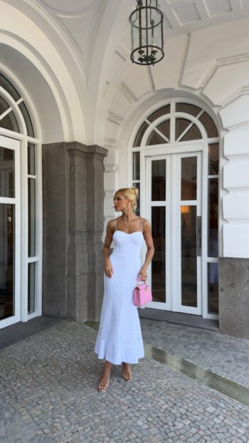 Vestido Midi Renda Branco Lace Radiance