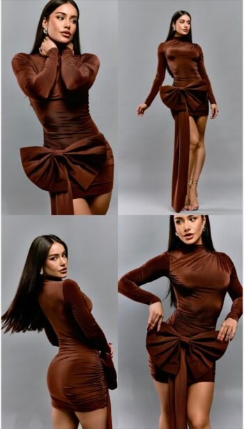 Vestido Curto Laço Café Intenso