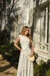 Vestido Mídi em Mix de Malha e Crepe Estampa Floral Isabele