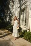 Vestido Mídi em Mix de Malha e Crepe Estampa Floral Isabele