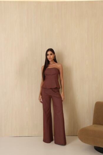 Conjunto Blusa Peplum Com Nesga