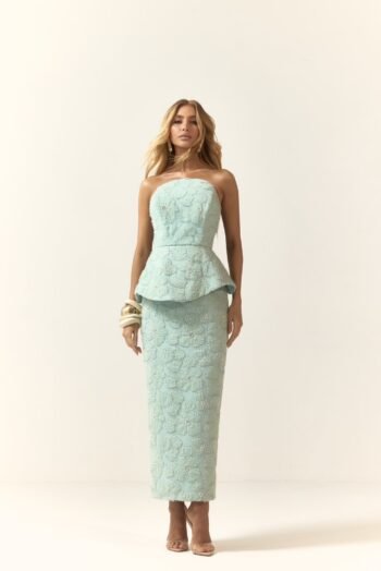 Vestido Midi Tomara que Caia Bordado Verde Menta