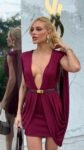 Vestido Curto Drapeado com Capa e Cinto Marsala
