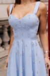 Vestido Midi Azul Serenity com Pedrarias London