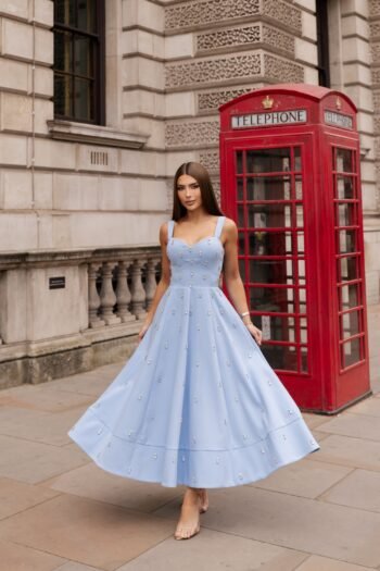 Vestido Midi Azul Serenity com Pedrarias London (cópia) - Foto 2