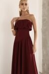 Vestido Midi Saia Assimétrica Marsala