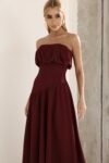 Vestido Midi Saia Assimétrica Marsala