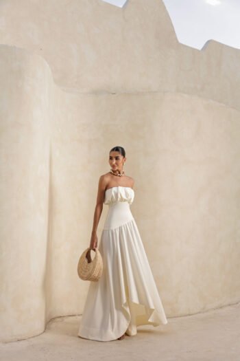 Vestido Midi Saia Assimétrica Off