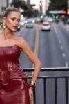 Conjunto Corset + Saia Midi Couro Eco