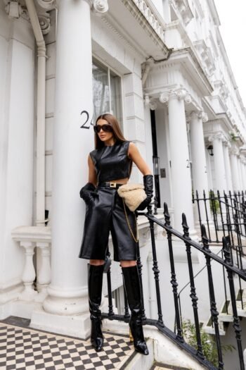 Conjunto Couro Preto Alfaiatado Mayfair