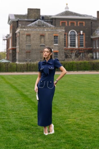 Vestido Midi Azul Marinho Elizabeth