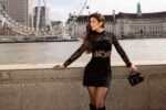 Vestido Curto Preto em Renda e Crepe Westminster