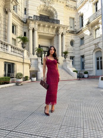 Vestido Midi Alfaiataria Vermelho Laços (cópia)