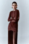 Vestido Longo Malha Jersey com Franjas