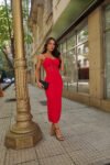 Vestido Midi Vermelho Crepe Stretch Passion