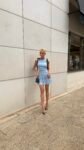 Vestido Curto Azul em Tule Drapeado Tower Bridge