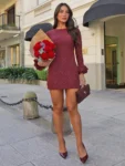 Vestido Curto Vinho Lurex Wine