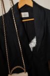 Vestido Curto com Casaco Risca De Giz e Renda Affair