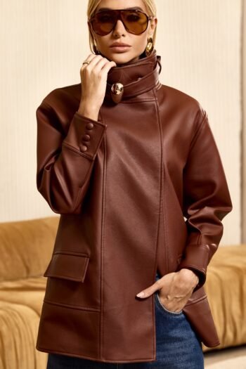 Jaqueta Cinto e choker Marrom