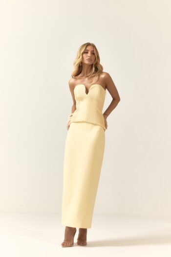 Conjunto Midi Plissado Amarelo