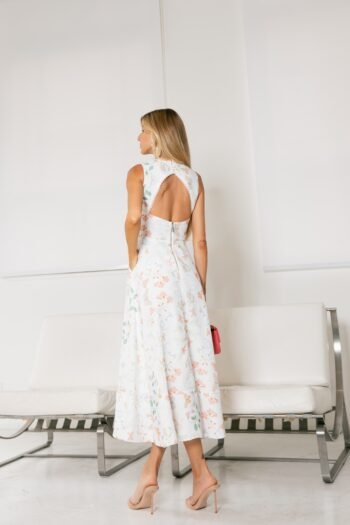 Vestido Midi Off White Estampado Papillon - Foto 2