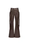 Conjunto Feminino Couro PU Calça Cropped