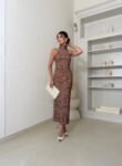Vestido Midi Gola Alta Viscose Estampa Bambi Print