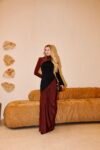 Vestido Longo Preto e Marrom