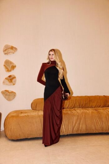 Vestido Longo Preto e Marrom