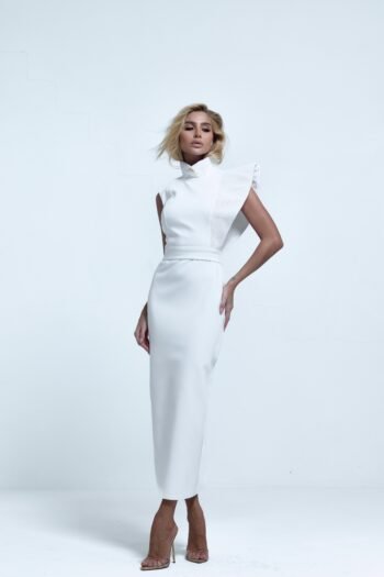 Vestido Alfaiataria Babado Plissado off