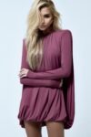 Vestido Curto Bufante Manga Longa