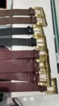 Cinto Couro Aço Escovado Dourado