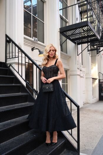 vestido Mesh Dress Midi Rodado Em Tule Aveludado Velvet