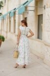 Vestido Mídi em Mix de Malha e Crepe Estampa Floral Isabele